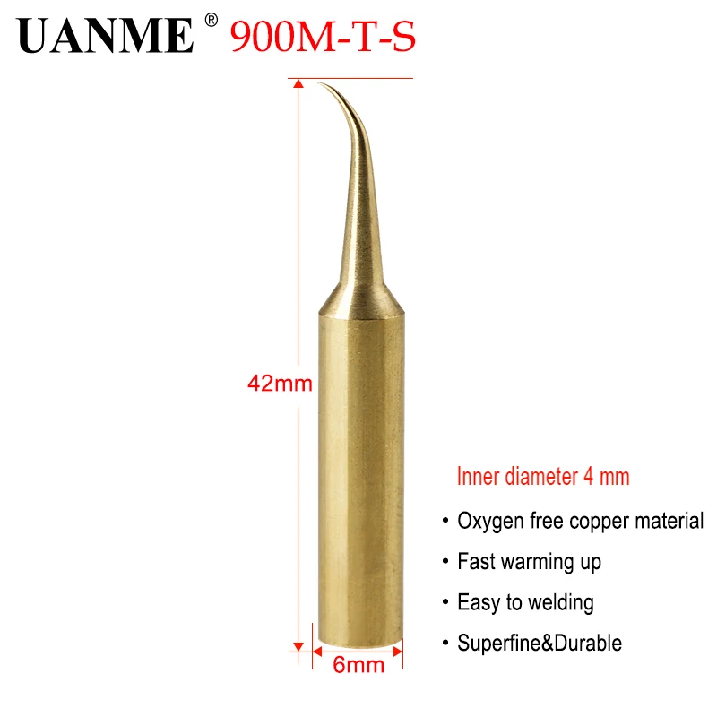 UANME 900M головка паяльника 900M-T-I 900M-T-S 900M-T-K бескислородная медь издание Подкова плоский наконечник железа - Цвет: 900M-T-S