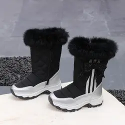 Детские Зимние непромокаемые ботинки на молнии, зимние ботинки на платформе, бархатные ботинки, утепленные хлопковые детские ботинки
