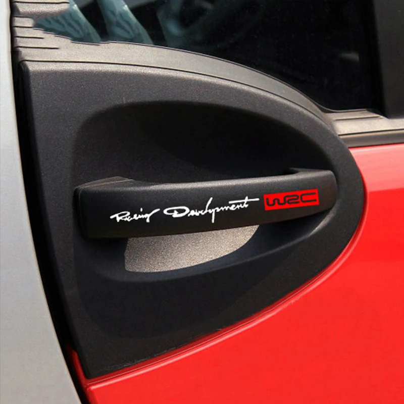 

4pcs/set WRC Racing Door Handle Stickers And Decals Car styling For BMW MINI Audi VW Volkswagen Skoda Peugeot Citroen Renault