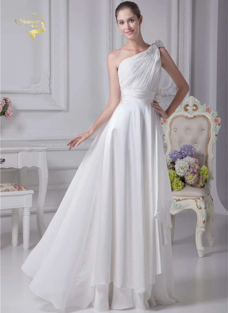 Простое шифоновое пляжное свадебное платье с поясом, дизайн, свадебное платье на одно плечо HK0191 Vestidos De Noiva