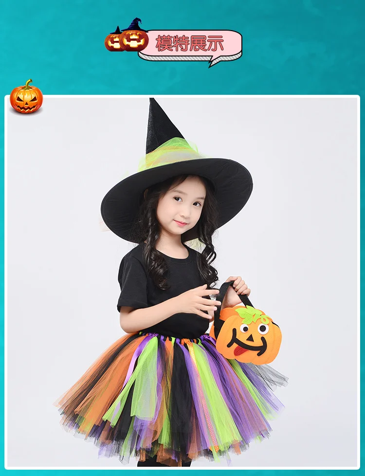 Детские Хэллоуин родитель-ребенок костюм мини-юбка для девочек Ведьма Косплей Костюм Маскарад
