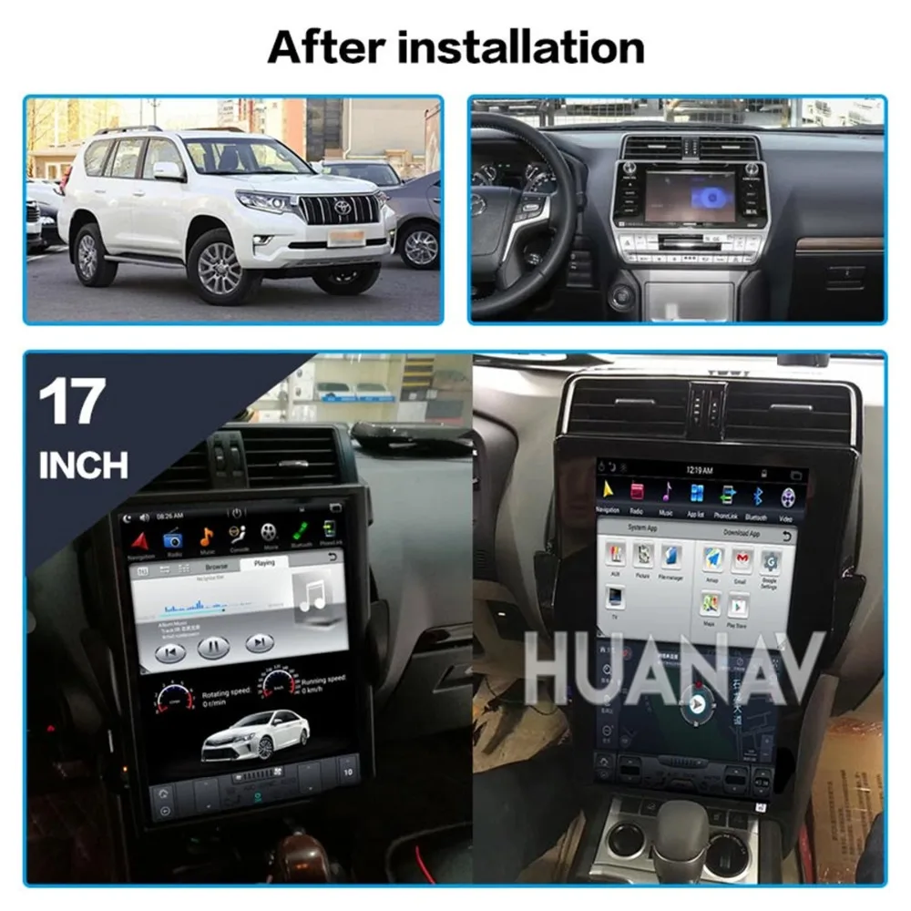 Clearance Tesla style 17" Car No DVD Player GPS Navigation For TOYOTA Land Cruiser Prado 150 2018 head unit 1 din radio Multimidia Android 4