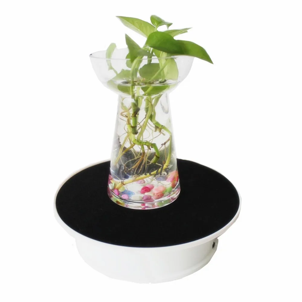 

20cm 360 Degree Electric Rotating Display Stand Turntable Table with LED Light display Jewelry Phone Watch Battery Max Load 1k