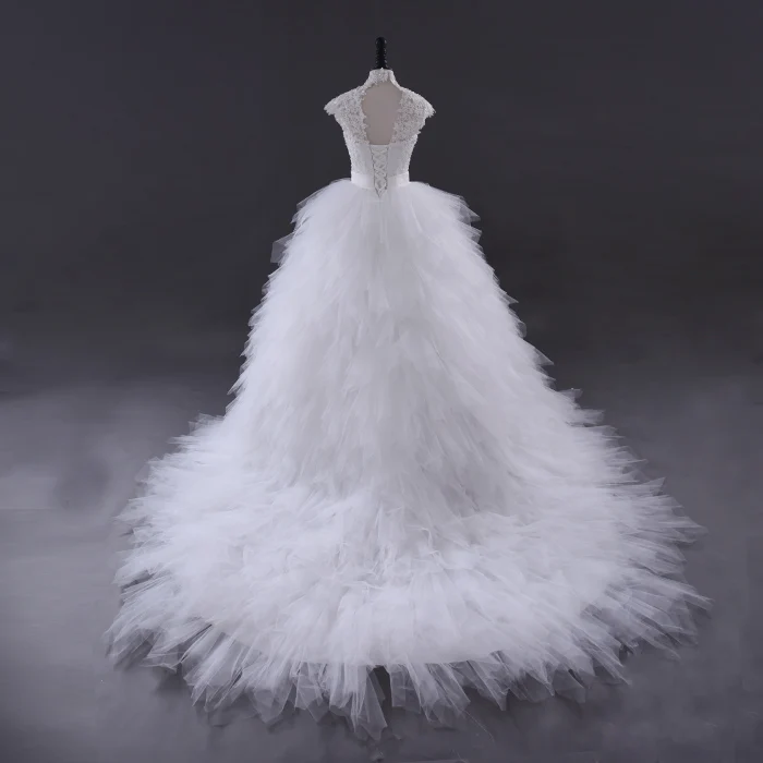 Vestido De Noiva свадебное платье с высоким воротом, прозрачное кружевное свадебное платье с рукавом-крылышком, свадебное платье, платья невесты