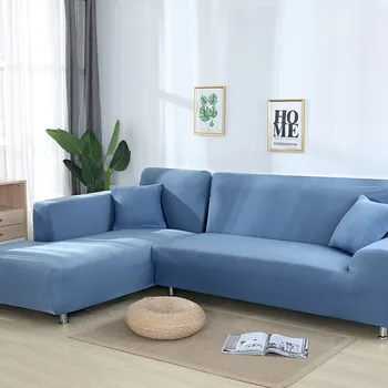 

Blue Tight Wrap Sofa Cover Elastic Sofa Covers Gray All-inclusive Stretch Couch Covers L-style Sectional cover sofa cushion