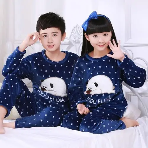 

Cute Clothing Winter Pijamas Children Warm Sleepwear Teenagers Clothes Autumn Kids Flannel Pajama Sets Boy Cartoon Pyjamas