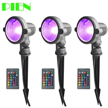 Lawn lamp RGBW LED Outdoor Garden light 12V 220V 110V Waterproof IP65 Spotlight 10W with Spike Remote control 3pcs Free ship