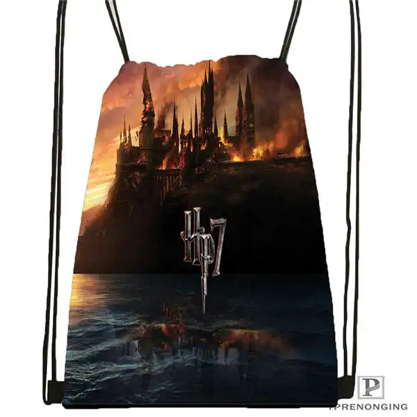 Пользовательские harry_potter_artwork_ Drawstring сумка-рюкзак милый рюкзак дети сумка(черный назад) 31x40 см#2018611-24 - Цвет: Drawstring Backpack