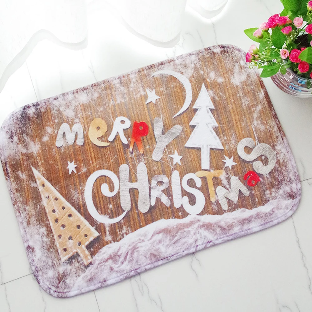 MDCT 40x60cm Merry Christmas Tree Snowflake Printed Floor Mats Kitchen