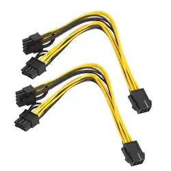 2 шт./лот 18 awg pci-e 6pin женский двойной 8pin (6 + 2Pin) мужской видео карты Мощность кабель Графика карты удлинитель 20 см