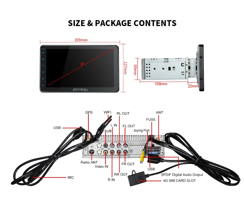 Top JOYING Newest 8" head unit Android 8.1 GPS Navigation Octa Core 4GB+64GB car radio one din Support 4G with Android auto/Carplay 25