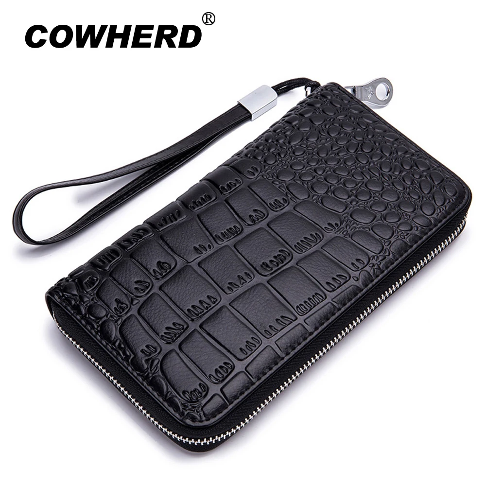 

RFID Blocking Stone Pattern Long Wallet Genuine Leather Large Capacity Organ Card Holder Multi-card Purse Phone Bag New Arrival