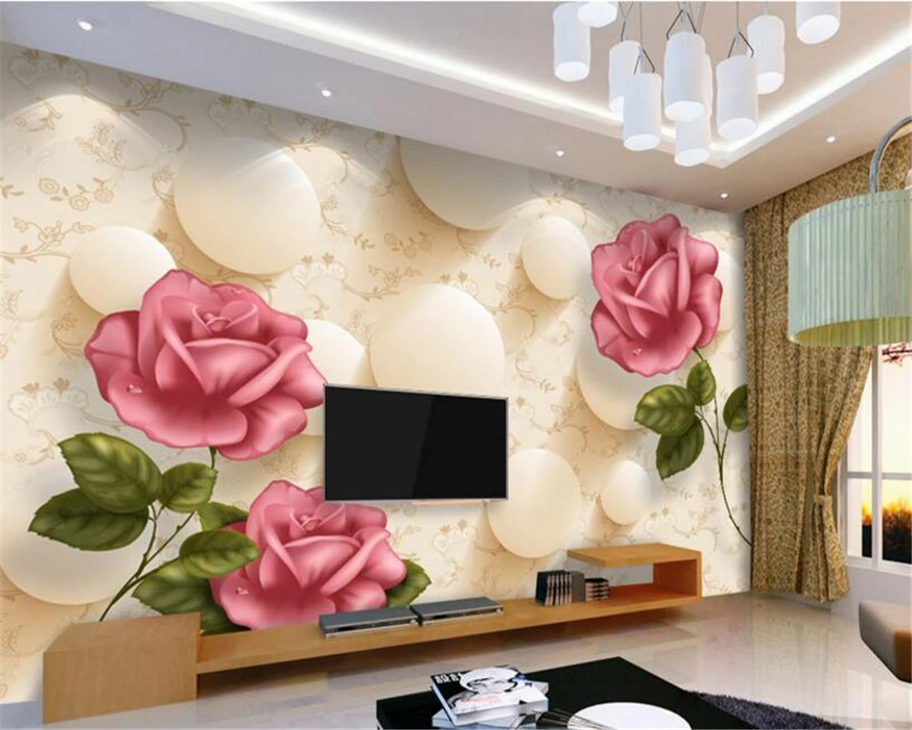 Beibehang 3D Wallpaper Ruang Tamu Kamar Tidur Mural Abstrak Mawar Beibehang 3D Wallpaper Ruang Tamu Kamar Tidur Mural Abstrak Mawar