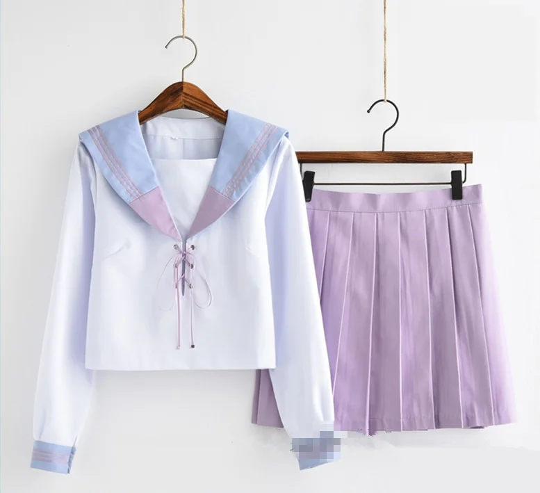 اليابانية زي مدرسي للفتيات بحار قمم + تنورة البحرية نمط الطلاب الملابس ل فتاة زائد حجم الا المشجع الملابس