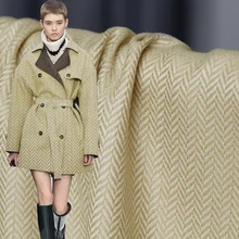 Перламутровый шелк японская елочка имбирный желтый шерсть материалы для одежды весенние брюки костюмы DIY одежда ткани