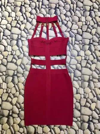 High Quality Black Sleeveless Sequined Hollow Out Celebrity Rayon Bandage Dress Evening Party Dress (2)