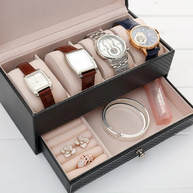 Alto grado CF reloj joyero de cuero caja con cajón maquillaje organizador reloj ataúd joyas caja de almacenamiento organizador contenedor Alto grado CF reloj joyero de cuero caja con cajón maquillaje organizador reloj ataúd joyas caja de almacenamiento organizador contenedor