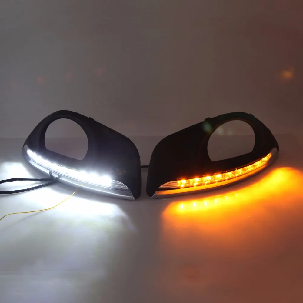 

eOsuns led drl daytime running light for hyundai Santa fe 2010-2013 with yellow turn signals