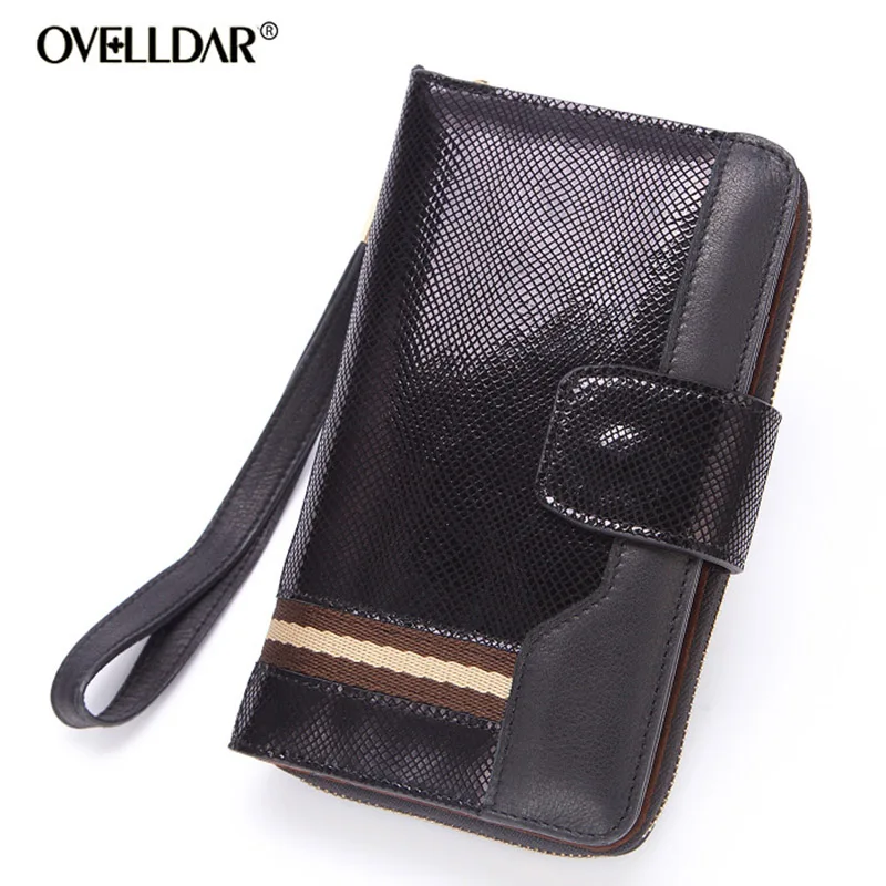 

Genuine Leather wallet women Fashion Long Geometric Zipper & Hasp purses luxury designer phone bag monederos para mujer 2019