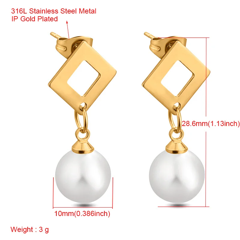 LEAH Stylish Stainless Steel Pearl Earrings The Zasha