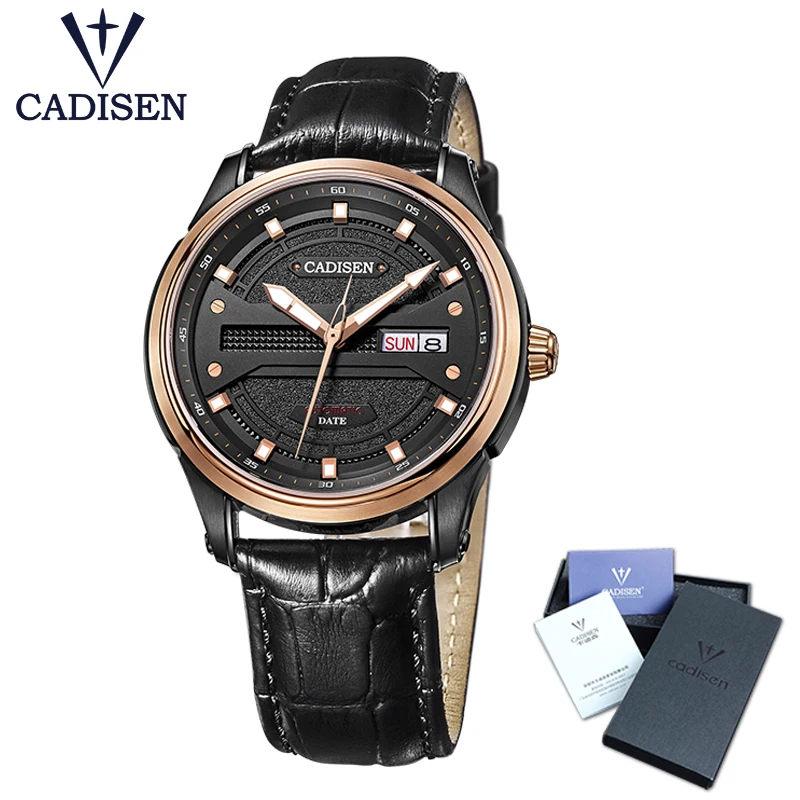 

Cadisen Watch Men 2018 Top Brand Luxury Famous Male Clock Leather strap Automatic Watch fashion Wrist watch Relogio Masculino