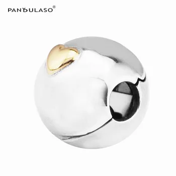 

925 Sterling Silver Jewelry Heart Clip Charms Bead Fit Silver Charm Bracelet for Women DIY Jewelry Winter Collection CL037