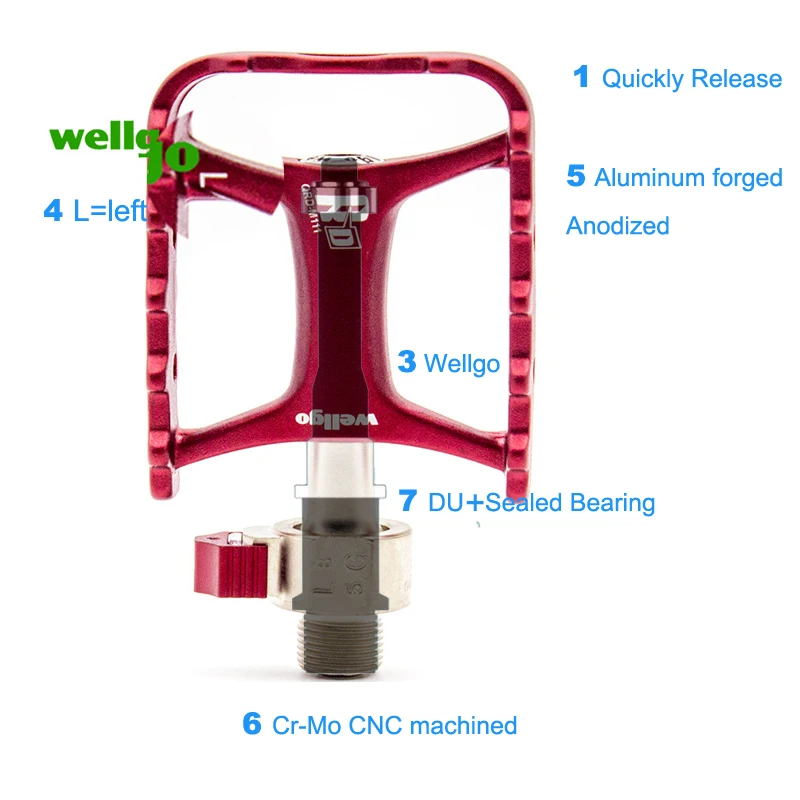 Wellgo БЫСТРОРАЗЪЕМНАЯ велосипедная педаль MTB горный велосипед DU герметичный Подшипник Педали Дорожный велотренажер педаль ультра-светильник QRD-M111