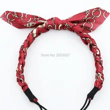 Fashion Floral Print Bows Broadside Headband Rayon Hair Band Hair font b Accessories b font For