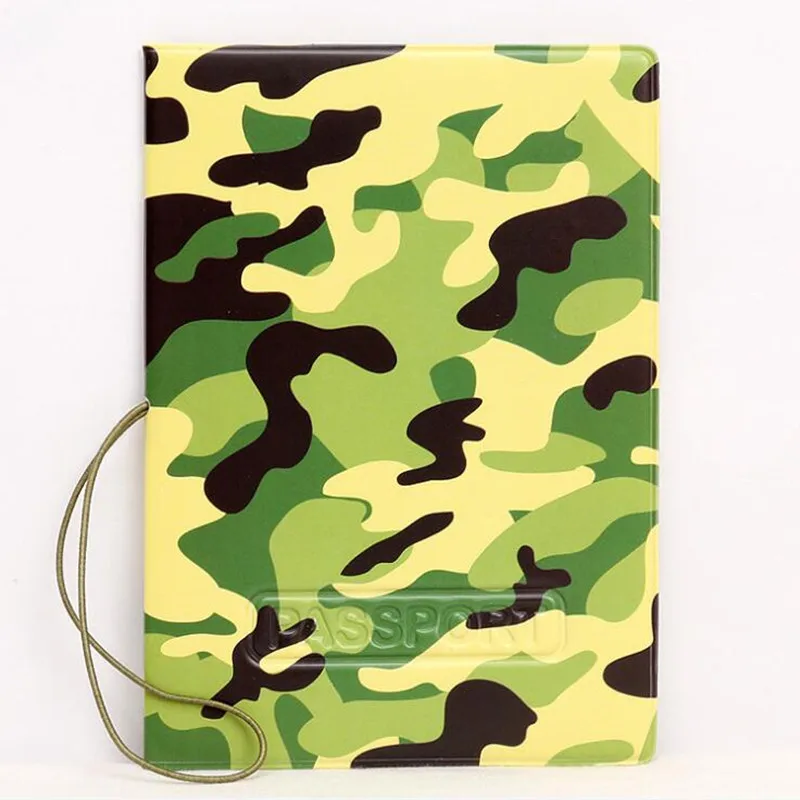 New 3D Stereo PVC Cool Camouflage Green Passport Holders 14*9.6cm Men