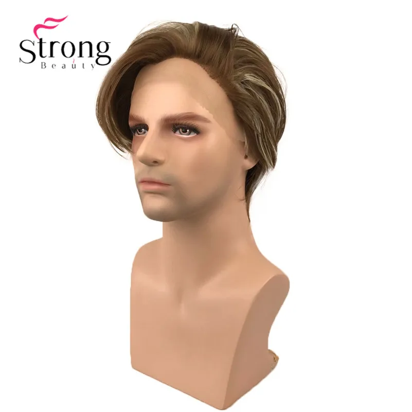StrongBeauty парик из синтетического кружева коричневый с яркими париками для мужчин