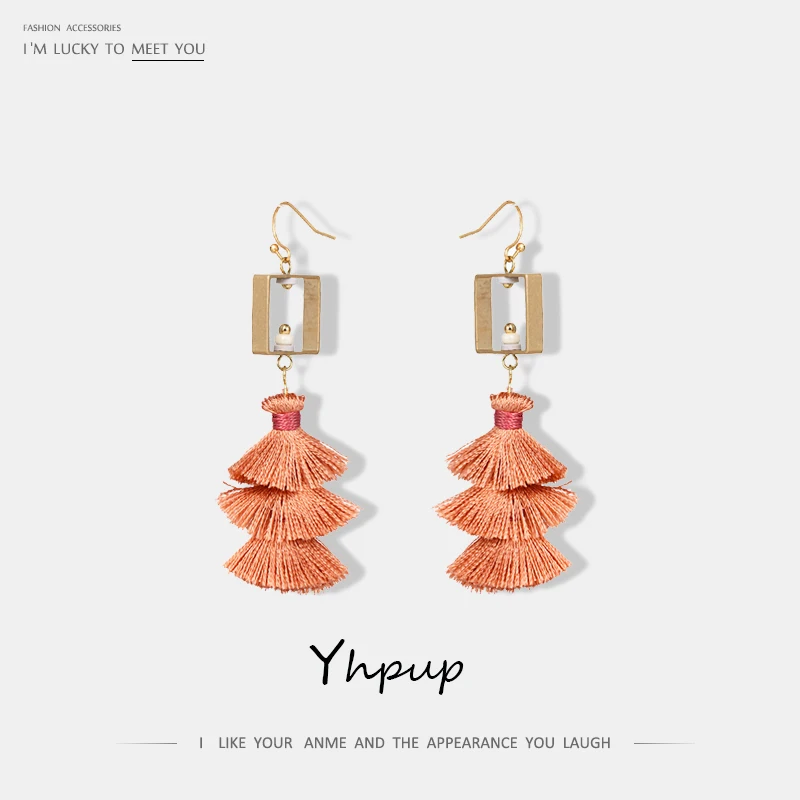

Yhpup Ethnic Zinc Alloy Multi Layer Tassel Drop Earrings Bohemia Elegant Fashion Earrings Boucles D'oreille Pour Les Femmes Gift