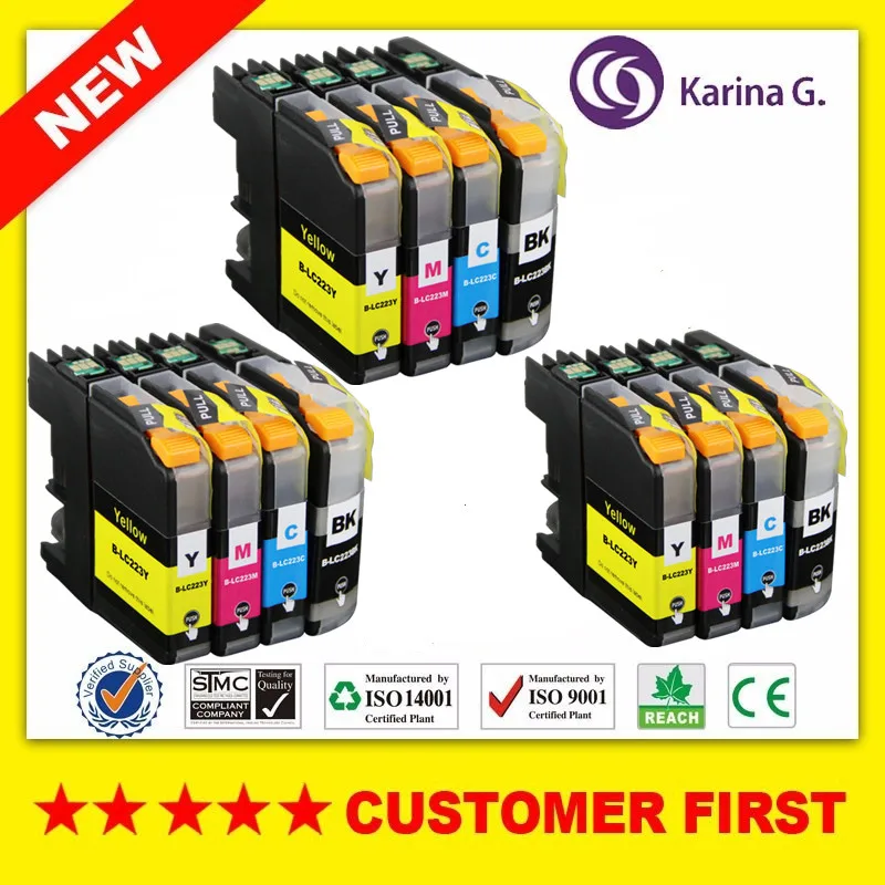 

12PCS Ink cartridges for LC223 for DCP-J562DW/MFC-J4420DW/J4620DW/J4625DW/J5320DW/J5620DW/J5625DW/ J5720DW DCP-J4120DW Printer