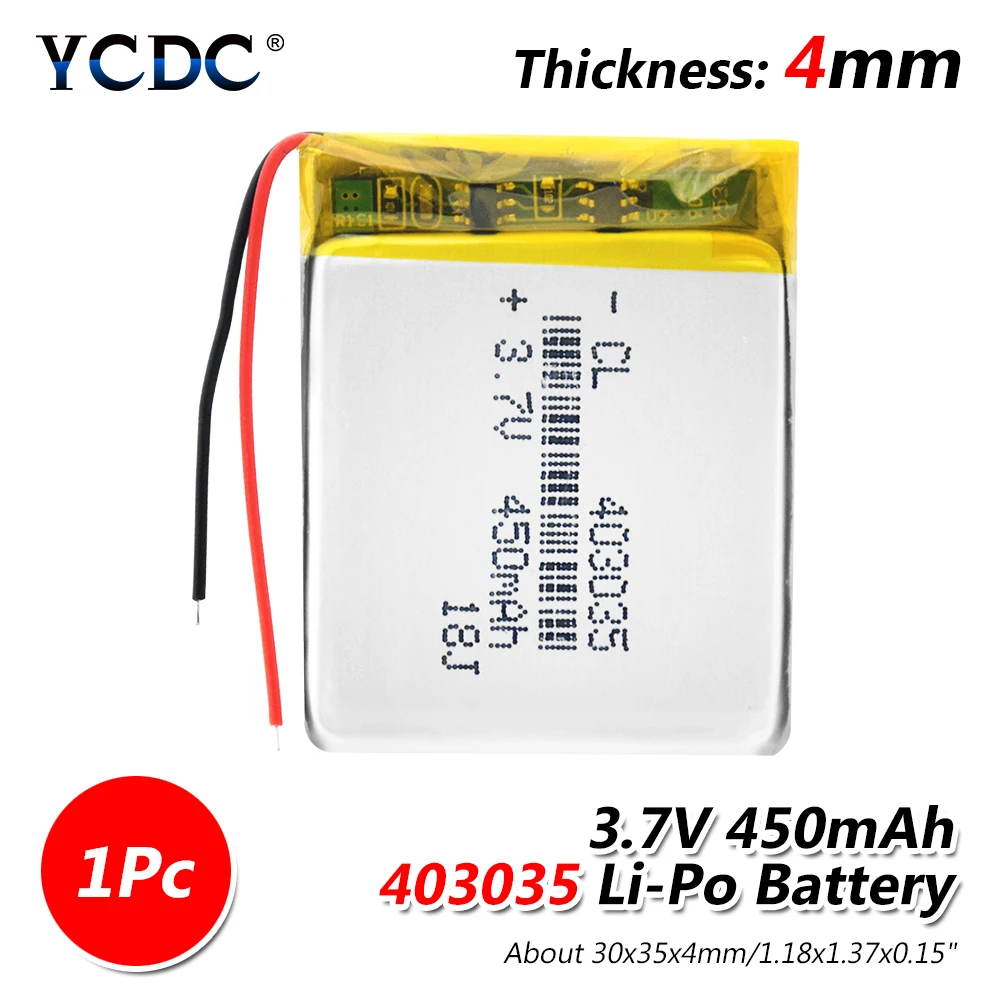 1/2/4 шт. литий-полимерный аккумулятор Li-po 3,7 V 403035 450mAh батарея для gps MP3 MP4 можно крепить любые приспособления: PDA часы BT Динамик 3,7 вольт Перезаряжаемые литий Батарея - Цвет: 1 piece