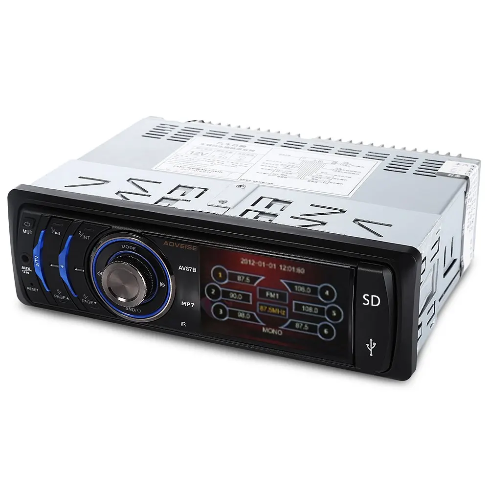 

Car Audio Stereo Radio USB SD AUX MP5 MP7 Multimedia Player Automatic Scanning Storage Breakpoint Memory AV87B 12V 3 Inch