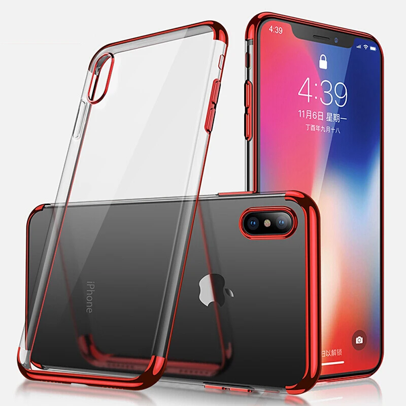 

360 Full Cover Plating TPU Case For iPhone XS XR XS MAX Soft Clear TPU Silicone Bumper For iPhone 8 Plus 7 6 6S Shockproof Case