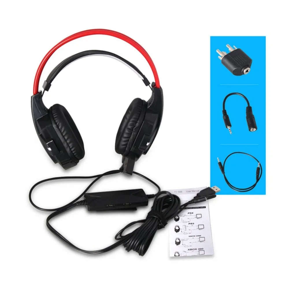 

TY-836 Game Multi-Function Headphones USB Wired Gamer Headphone Gaming Headset For PS4 Slim Pro Xbox PC