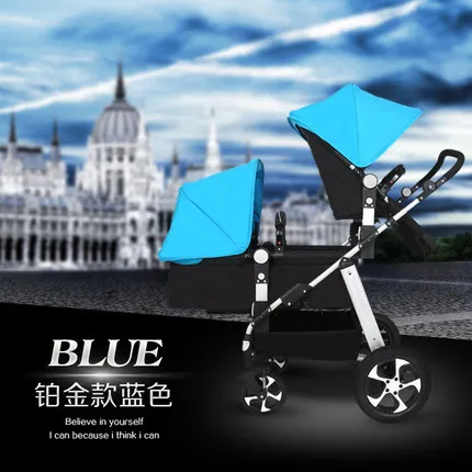 Двойная коляска для новорожденного с высоким пейзажем, детская коляска до и после сидения, двойная, регулируемая корзина для сна - Цвет: 3
