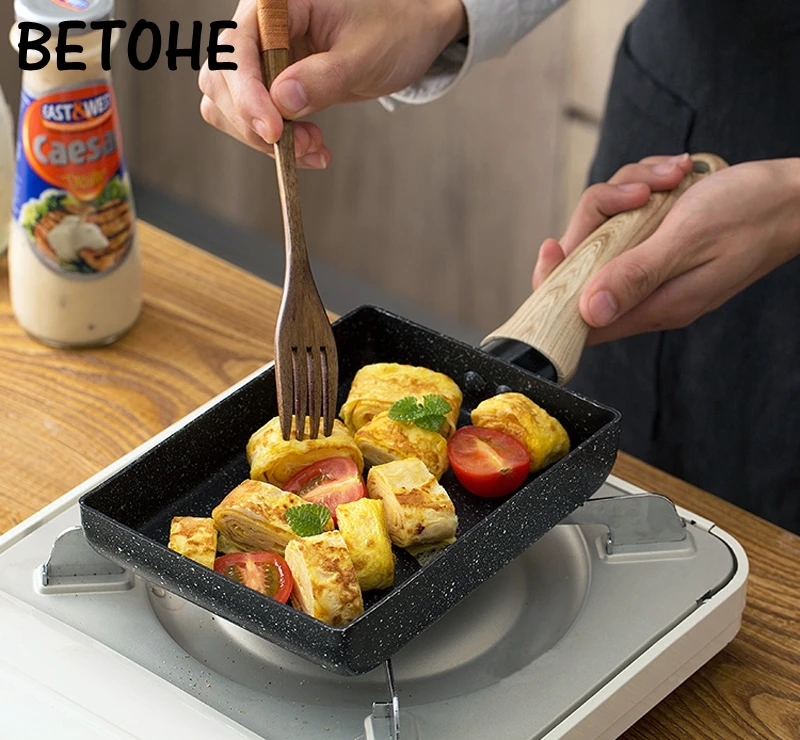 

BETOHE Maifan stone jade pot square small frying pan home induction cooker non-stick pan frying egg pot