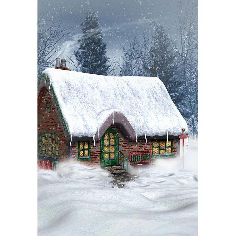 Custom vinyl cloth snow Christmas brick house photography backdrop for newborn kids photo studio portrait backgrounds CM-6548 christmas photography backdrop green tree dark wood floor xmas backdrop for newborn kids photo booth backgrounds studio custom