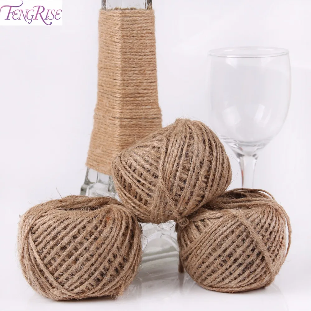 

FENGRISE Burlap Jute Twine 50Y Natural Sisal Rope Wedding Decoration Rustic Wrap Gift Packing String Party Decoration Christmas