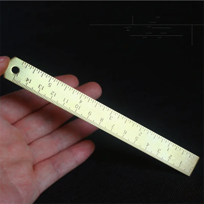 

EDC Outdoor Pocket Tool Brass Mini Portable Straightedge Accurate Measurement 15CM Scale Measuring Tool Play Pieces