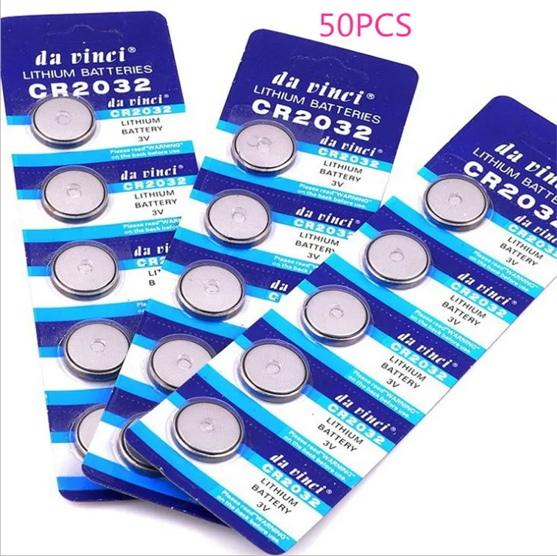 50pcs/pack CR2032 Button Batteries BR2032 DL2032 ECR2032 Cell Coin