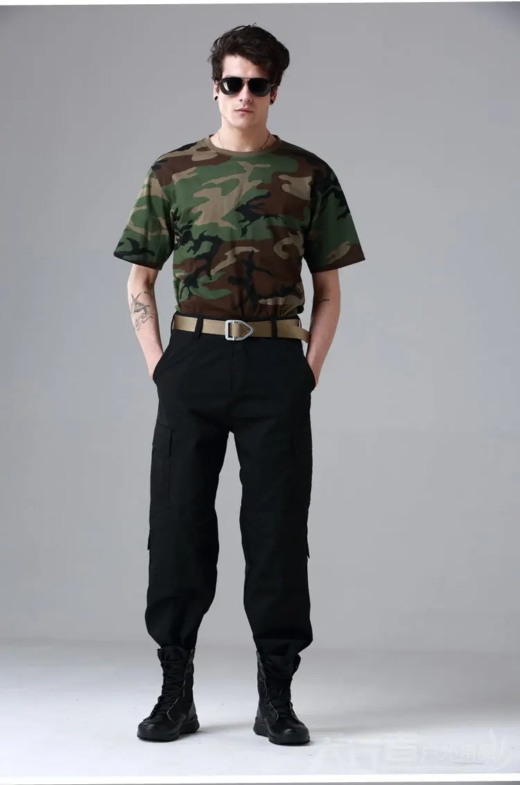Для мужчин камуфляж Cargo Tactical Брюки Новый 2018 Весна SWAT Pantalon Homme сплошной в стиле милитари брюки Для мужчин Мульти карман брюки