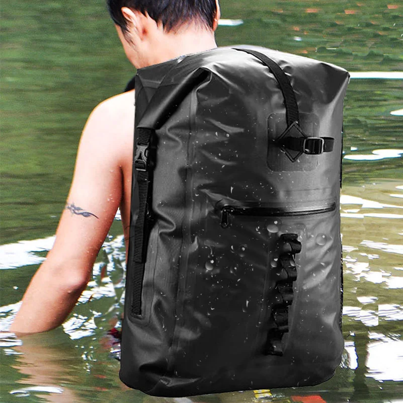 32L al aire libre río Trekking bolsa doble correas de hombro Paquete de agua natación mochila bolsas a prueba de agua para la deriva kayak - 5