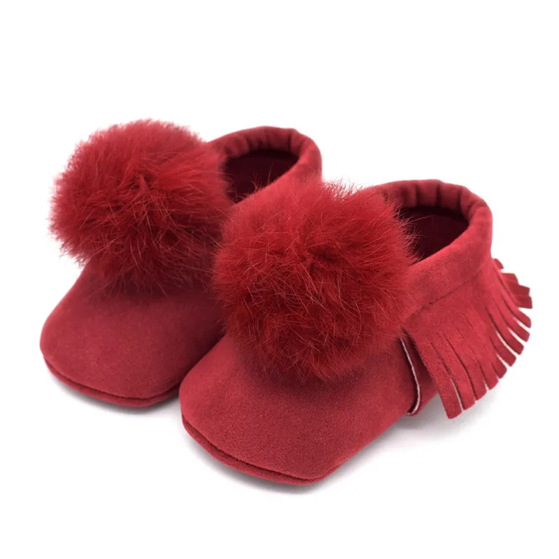 COOTELILI Toddler Baby Girl Shoes Soft Bottom Baby Boots Real Fur Princess Shoes Infant New Born Baby Tassel Shoes For Girls (8)