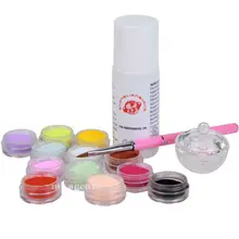 Дизайн ногтей Вырезка Косметическая пудра акрил Системы комплект Кисточки Ручка Акриловая жидкость Dappen блюдо