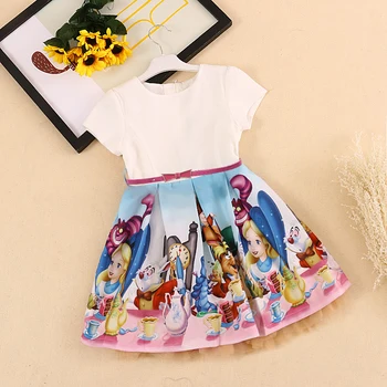 

Bongawan Baby Girls Dress 2018 Brand Summer Casual Style Snow White Print Princess Dresses For Party Toddler Girls Clothes 2-10Y