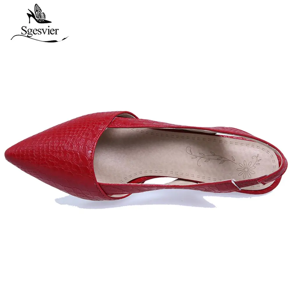Sgesvier/черные, красные, белые женские босоножки с острым носком; женская обувь без шнуровки; обувь на танкетке; Sandalias Mujer Sapatos; B564