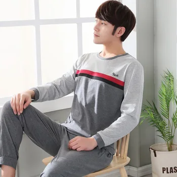 

Yidanna New Men Pajamas Set Cotton Nightwear Male Sleepwear Casual Long Sleeved Nighties Autumn Pyjamas Suit Plus Size Nightwear