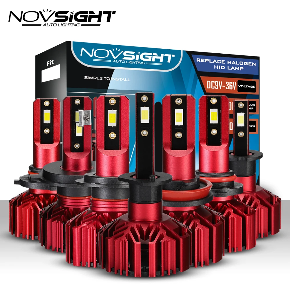 

NOVSIGHT Car H1H3 Headlight H7 Bulbs H4 LED H8/H11HB3/9005 HB4/9006 60W 10000lm Auto Bulb Headlamp 6000K Light for ford sierra